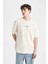 Oversize Fit Sırt Baskılı Bisiklet Yaka Kısa Kollu Tişört C7155AX24SM 5