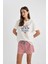 Fall in Love Pijama Takımı Regular Fit Bisiklet Yaka Baskılı Kısa Kollu Üst Beli Lastikli Şort Alt C1740AX24SM 3