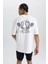 Fit Oversize Fit Bisiklet Yaka Sırt Baskılı Kısa Kollu Tişört C0423AX24SM 1
