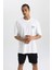 Fit Oversize Fit Bisiklet Yaka Sırt Baskılı Kısa Kollu Tişört C0423AX24SM 3