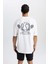 Fit Oversize Fit Bisiklet Yaka Sırt Baskılı Kısa Kollu Tişört C0423AX24SM 7