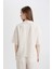 Oversize Geniş Kalıp Pijama Yaka Keten Karışımlı Kısa Kollu Gömlek U2927AZ24SM 6