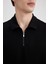 Regular Fit Polo Yaka Yarım Fermuarlı Kısa Kollu Pilise Siyah Tişört B7355AX24SP 6
