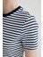 Bodycon Vücudu Saran Bisiklet Yaka Çizgili Fitilli Kaşkorse Kısa Kollu Mini Elbise C1733AX24SP 6