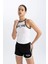 Fit Crop Bisiklet Yaka Baskılı Ribana Atlet B8972AX24SM 7