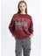 Coool Oversize Fit V Yaka Baskılı Yıkamalı Soluk Efektli Sweatshirt C4477AX24SP 7