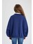 Oversize Geniş Kalıp Yarım Fermuarlı Nakışlı Kalın Sweatshirt C4581AX24SM 7