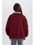 Oversize Geniş Kalıp Yarım Fermuarlı Nakışlı Kalın Sweatshirt C4581AX24SM 7