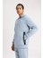 DeFactoFit Standart Fit Bisiklet Yaka Skuba Dalgıç Kumaş Sporcu Sweatshirt B4757AX24SP 7