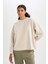 Fit Oversize Geniş Kalıp Bisiklet Yaka Basic Düz Skuba Dalgıç Kumaş Sporcu Sweatshirt B4668AX24SP 6