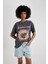 Unisex Ramones Oversize Geniş Kalıp Bisiklet Yaka Kısa Kollu Yıkamalı Soluk Efektli Tişört C3773AX24SM 6