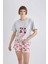Fall in Love Disney Mickey & Minnie Kısa Kollu Şortlu Pijama Takımı B3650AX24SP 7