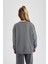 Kız Çocuk Oversize Fit Bisiklet Yaka Baskılı Sweatshirt C0080A824SP 6