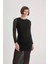 Bodycon Yuvarlak Yaka Tül Uzun Kollu Midi Elbise B6640AX23WN 7