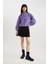 Coool Oversize Fermuarlı Dik Yaka Basic Düz Pelüş Sweatshirt B9836AX23WN 6