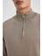 Slim Fit Dar Kesim Dik Yaka Yarım Fermuarlı Basic Düz Triko Kazak U6917AZ23WN 6