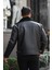 Erkek Napa Deri Çapraz Fermuarlı Içi Full Kürklü Yüksek Kalite Slim Fit Siyah Mont & Ceket 5