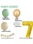 7 Yaş Küf Yeşili Deniz Kumu ve Krom Gold Balonlu Konsept Doğum Günü Balon Zincir Seti 1