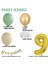 9 Yaş Küf Yeşili Deniz Kumu ve Krom Gold Balonlu Konsept Doğum Günü Balon Zincir Seti 1