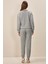 Lastikli Paça Gri Üç Iplik Pantolon 3