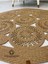 Jüt Hasır Görünümlü Desenli Modern El Örgüsü Daire Halı Kilim 2