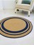 Jüt Hasır Görünümlü Desenli Modern El Örgüsü Daire Halı Kilim 3