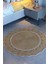 Jüt Hasır Görünümlü Desenli Modern El Örgüsü Daire Halı Kilim 1