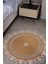 Jüt Hasır Görünümlü Desenli Modern El Örgüsü Daire Halı Kilim 3