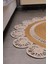 Jüt Hasır Görünümlü Desenli Modern El Örgüsü Daire Halı Kilim 4