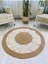 Jüt Hasır Görünümlü Desenli Modern El Örgüsü Daire Halı Kilim 2
