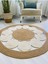 Jüt Hasır Görünümlü Desenli Modern El Örgüsü Daire Halı Kilim 3