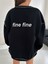 Kadın Mod 1984 Baskılı Bol Kesimli Reglan Kollu Kapüşonlu Lacivert Sweatshirt 1