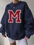 Kadın M Harfli Baskılı Navy Mavi Sweatshirt 1