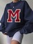 Kadın M Harfli Baskılı Navy Mavi Sweatshirt 2