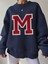 Kadın M Harfli Baskılı Navy Mavi Sweatshirt 4