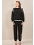 Yuvarlak Yaka Siyah Üç Iplik Sweatshirt 1