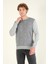 Erkek Kendinden Desenli Sıfır Yaka Kazak Gri 2