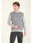 Erkek Kendinden Desenli Sıfır Yaka Kazak Gri 3