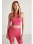 Isabel Kadın Esnek Kumaşlı Süprem Vücudu Tamamen Saran Yuvarlak Yaka Crop Pembe Body 1
