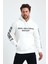 Erkek Yazı Baskılı Regular 3 Iplik Şardonlu Kapüşonlu Sweatshirt 1