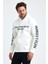 Erkek Yazı Baskılı Regular 3 Iplik Şardonlu Kapüşonlu Sweatshirt 2