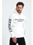 Erkek Yazı Baskılı Regular 3 Iplik Şardonlu Kapüşonlu Sweatshirt 3