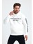 Erkek Yazı Baskılı Regular 3 Iplik Şardonlu Kapüşonlu Sweatshirt 4