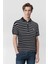 Çizgili Nakışlı Logolu Fermuarlı Slim Fit Polo Yaka Kısa Kollu Erkek T-Shirt 2