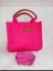 Pembe Kanvas Kumaş Mini Totebag El ve Omuz Çantası 1