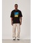 Önü Palmiye Ağaç Baskılı Siyah Tshirt 1