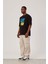 Önü Palmiye Ağaç Baskılı Siyah Tshirt 3