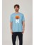 M Harf Baskılı Mavi Tshirt 2