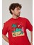 Sörfçü Iskelet Baskılı Kırmızı Tshirt 2