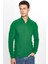 Erkek Slim Fit Dar Kesim Dik Yaka Fermuarlı Yeşil Kazak 2